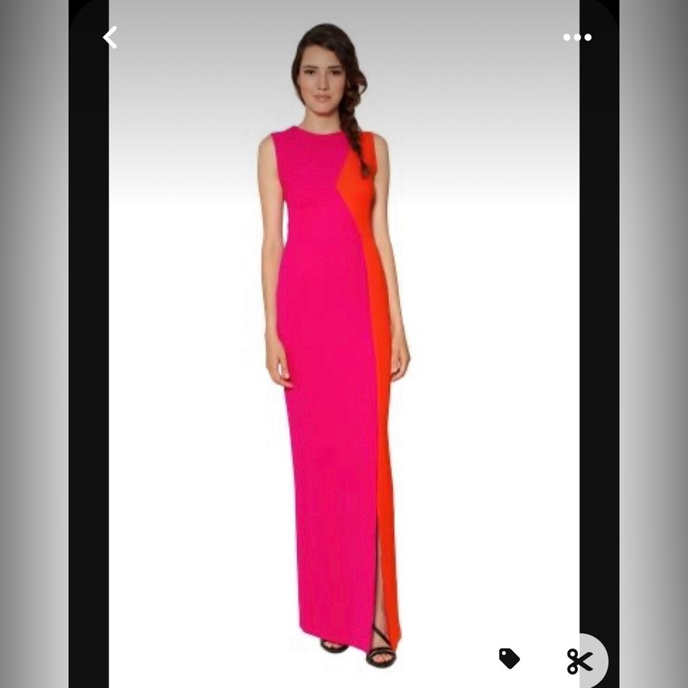Raoul LONG color block DRESS IN FUCHSIA/ Orange